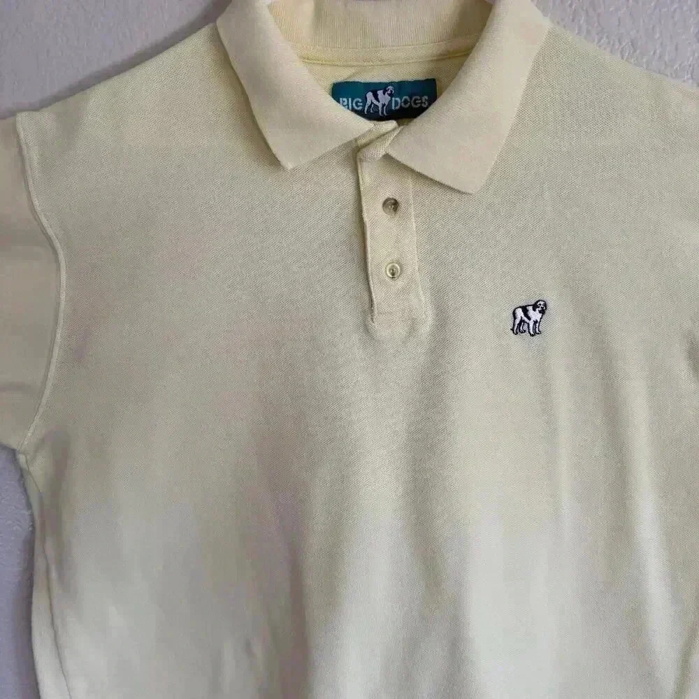 Big Dogs Polo 3/4 button Pullover Collared Vintage Shirt Yellow Men Size XL - Picture 2 of 5